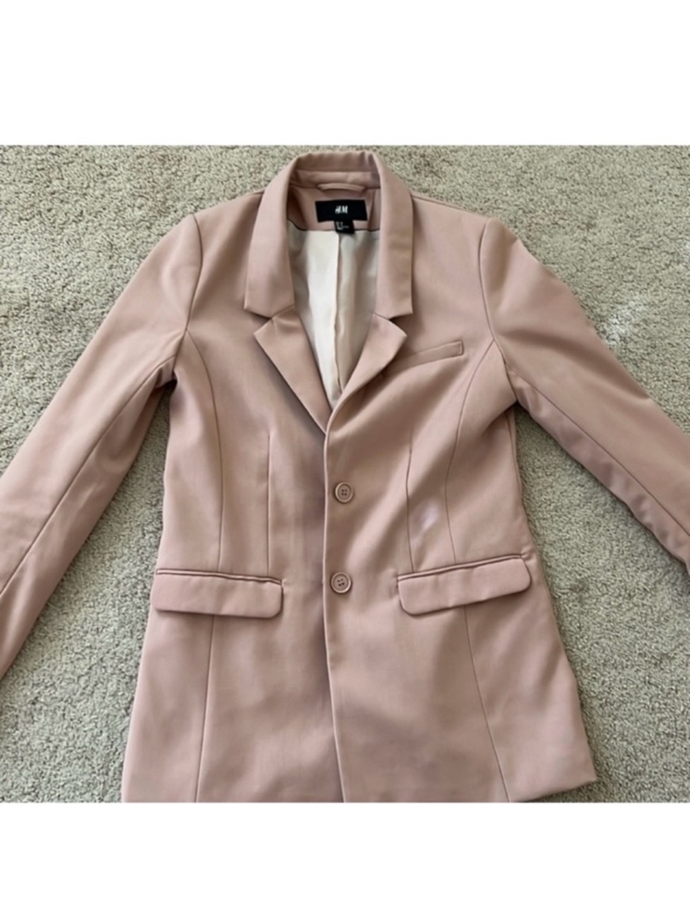 Womens Blush Pink Tailored Blazer H&M Jacket - Picture 3 of 7